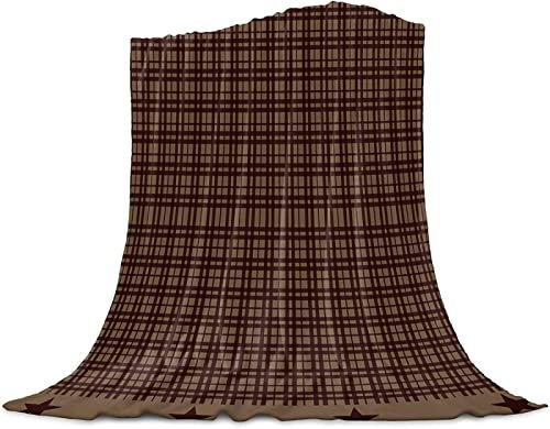 KATATI Couverture Carreaux Marron Plaid Couverture Polaire Carreaux Marron Impression 3D Couverture, Doux Chaud Flanelle Couverture Lit Canapé Travel Couverture 130x150 cm