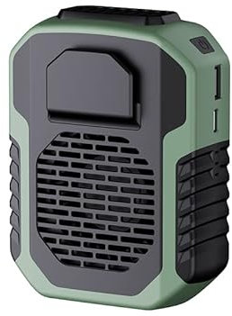 MARZIUS Ventilador de cintura USB 4 en 1 con función para exteriores, con clip, collar personal, ventilador de ropa de trabajo, 3 velocidades, fuerte flujo de aire (verde)