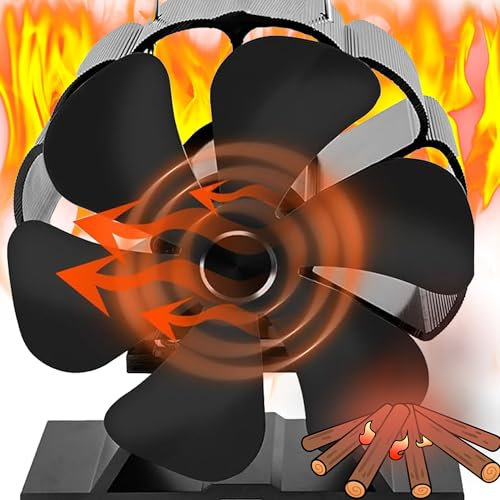 XUBX Ventilador de estufa de 6 aspas mini ventilador,Funcionamiento silencioso automático, Para Estufas, Estufas de Leña y Chimeneas, de estufa de leña para circulación de calor/operación silenciosa