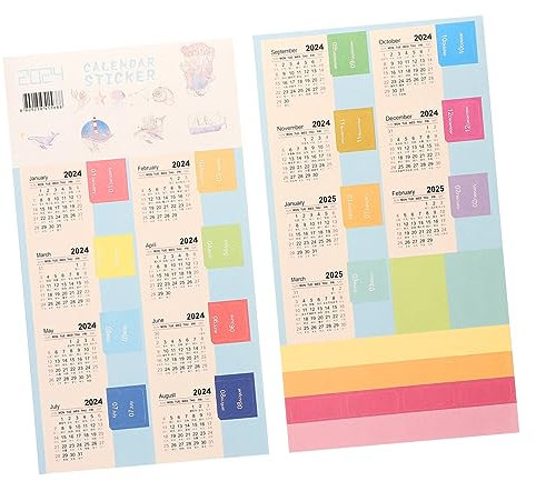COOPHYA 10 Sätze 2024 Aufkleber Registerkarten Kalender Notizblock Seitenmarkierungen monatliche Planer Zubehör Planer-Tabs Klebestreifen Notizbuch Etikett Bücher tragbar Büro schmücken