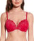 Deyllo Women's Push Up Lace Bra Sexy Deep V Lift Up Bra Underwire Padded Comfort Everyday Bra(Lava Red,36B)