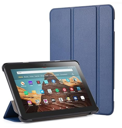 Funda para tabletas Amazon Fire HD 10 y Fire HD 10 Plus (Compatible con la 11ª generación 2021), BHHB Fundas Plegables ultraligeras Slim Shell Stand Cover Auto Wake/Sleep -(Azul Oscuro)