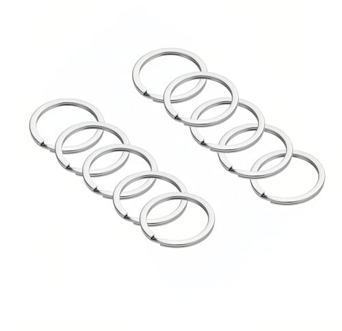 DOETYD 10pcs 25mm Key Ring Hoop,Metal Key Rings Metal Flat Split Key Ring Round Key Rings Circular Keychain (Silver)