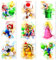 Zstlwyl Super Mario Bros Aquarell-Poster, Drucke für Kinderzimmer, Wanddekoration, Spielzimmer-Dekor, Set mit 9 Stück (20,3 x 25,4 cm), ungerahmt, Cartoon-Anime-Kunstgemälde, Poster