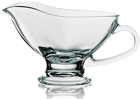 JUANIO Saucière 17 cl, Pot à Sauce, Distributeur avec poignée Lisse, saucière en Verre Transparent pour Vinaigrette, Bol à Sauce - Longueur 12.5 x Profondeur 9.35 cm