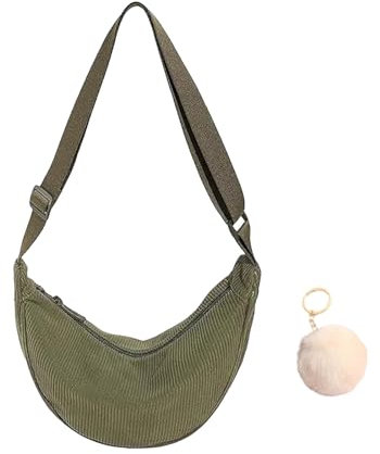 Landrain Cord Bauchtasche Damen, Crossbody Bag Cord, Damen Halbmond Tasche Schultertasche Mit Schultergurt Einstellbar