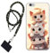 WUACYEAMING Coque pour iPhone 6 / 6S,Transparent Doux TPU Silicone Étui pour téléphone Portable Étui Flexible Mignon Chats+1*Universelle Cordon Telephone Portable