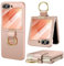 HWeggo Custodia per telefono cellulare per Samsung Galaxy Z Flip 6 - Case, Ultra sottile PC per Samsung Z Flip 6 Custodia protettiva con protezione dello schermo esterno e anello, antiurto-rosa_oro