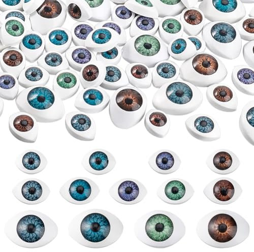 AHANDMAKER 104 Stück Ovales Puppenauge 13 Stile Kunstharz Puppen Bastelaugen Gruselige Augen Pferdeauge Flacher Augapfel Gruselige Hohle Augäpfel Zum Selbernähen Basteln Puppenherstellung Bär