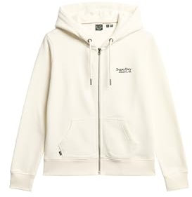 Superdry Veste à capuche Essential pour femme avec logo, blanc cassé, 36