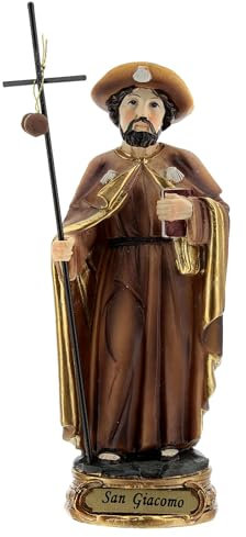 Holyart Statue Saint Jacques apôtre Chapeau pèlerin résine 12 cm