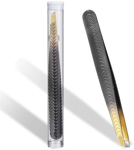 Yuanchu Pince à épiler de précision en acier inoxydable,Oblique Pince à épiler professionnelle pour sourcils - precision epilateur pinces avec Poignées antidérapantes Pour poils fins et incarnés