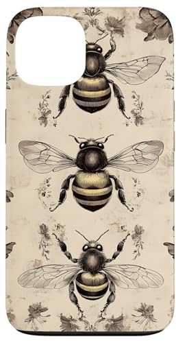 Vintage Botanical Bee Pattern Case for iPhone 13
