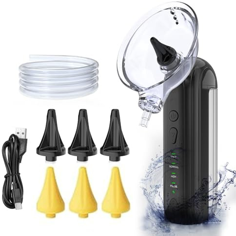 Dotmalls Earclean Pro, Welnax Electric Ear Cleaner, Elektrischer Ohrreiniger, Ohrenschmalz Entferner mit 6 Spitzen und 4 Wasserdruckmodi, Wiederaufladbarer Ohrreinigungsset für Erwachsene (Schwarz)