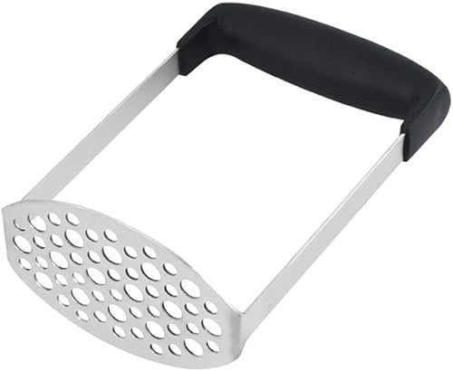Heavy Duty Potato Masher,Smooth Potato Masher Stainless Steel Baby Food Fruit Vegetable Masher,for Mashed Potatoes, Jam, Vegetables and Fruits(Black)