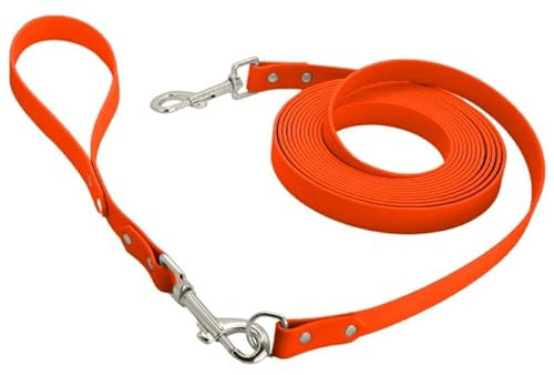 Petbo 10m Schleppleine 19mm mit abnehmbaren Kurzführer (ohne Handschlaufe/Kein Verheddern) Extra Bequeme 19mm Breite für Mittelgroße & Große Hunde (Orange - Gurtband)