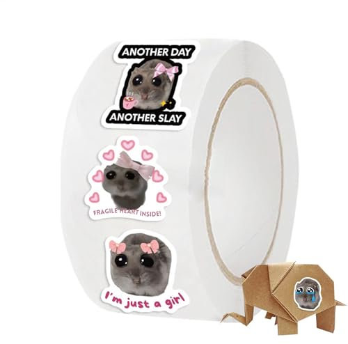 500 Stück Traurige Hamster Meme Aufkleber, Weinender Hamster Aufkleber, Mädchenhafter Hamster Aufkleber Süß,Wasserdicht Niedliche Cartoon Tier Aufkleber Mit 10 Mustern Für Wasserflaschen, Laptop
