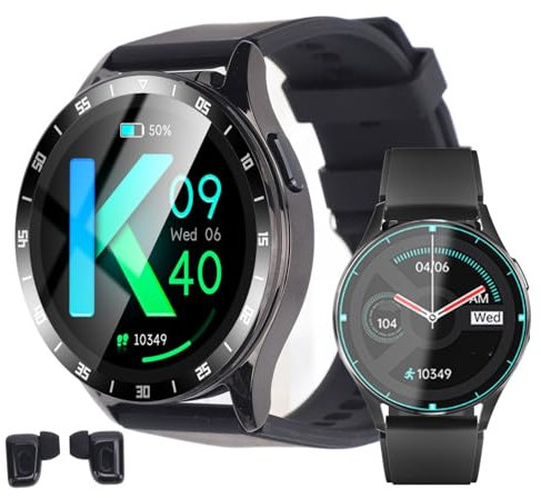 Smart Watch with Bluetooth Earbuds, 2 in 1 Flip Cover Smartwatch for Men, with IP67, NFC Function, Weather Forecast for Android 4.4 and Above