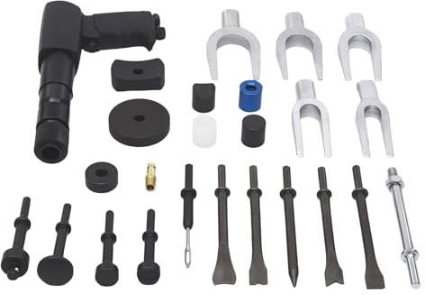 Drucklufthammer Set mit Meißelset – Leistungsstarkes pneumatisches Hammerwerkzeug für Karosseriearbeiten, Abbruch, Metallbearbeitung – Ergonomisches Design mit Tragekoffer