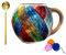 Painted Yarn Ball Mug, Colorful Handmade Yarn Ball Glass Cup, Novelty Mug Knitting Wool Balls, Unique Gifts for Crafters Coffee Lovers