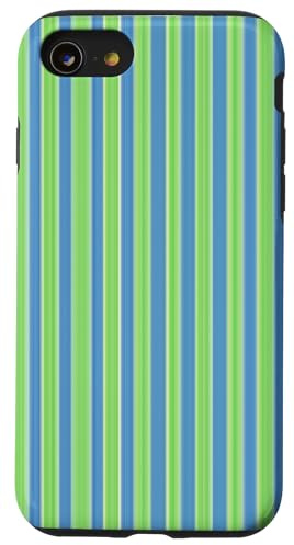 Green and Blue Stripes Vertical Lines Preppy Summer Case for iPhone SE (2020) / 7 / 8
