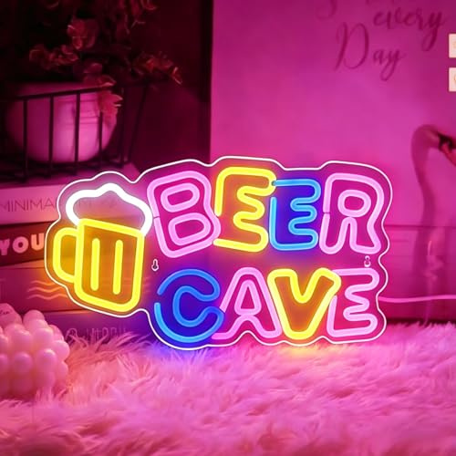 Beer Cave Neon Schild, LED Bier Neon Sign für Wand Deko, Dimmbare Neonlichter USB Power für Spielzimmer Bar Clubs Shop Store Hotels Pubs Home Mann Höhle Party