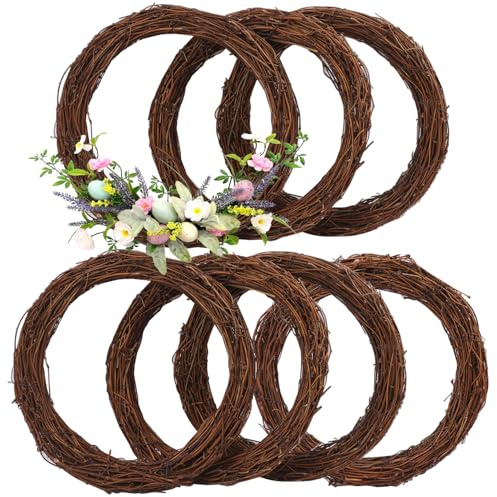 GNIEMCKIN 7 Pack 11.8 Inch Natural Grapevine Wreaths, Vine Branch Wreath, Grapevine Garland for DIY Crafts and Christmas Decorations, Ideal for Indoor and Outdoor Use