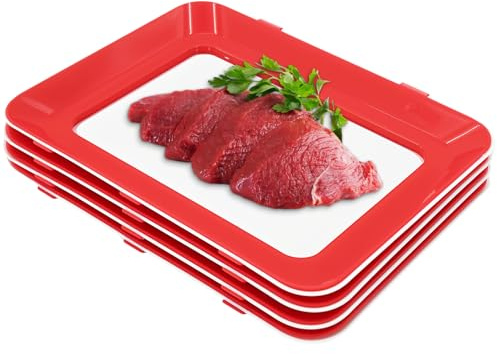 ANEELV 4-teilige Vakuum-Lebensmittelaufbewahrungsschale mit Stretchfolie, für Feinkost, Wurst und Lebensmittel, wiederverwendbare Kühlschrankaufbewahrung, Küchen-Organizer mit Deckel