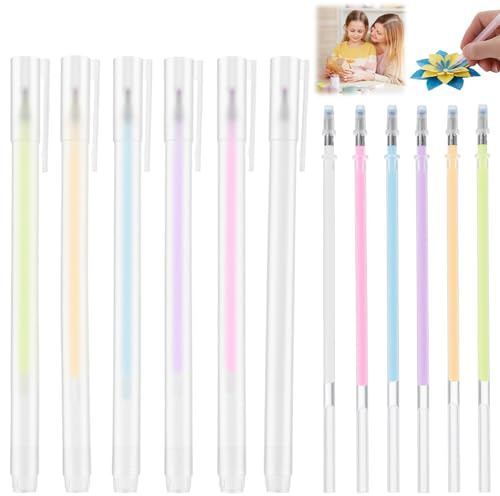 Mabor 12Pcs Glue Pens for Crafting with 6Pcs Refills, Glue Stick Pen | Easy Precise Control Fine Tip, Quick Dry Paper Craft Glue Pen for Card Making Scrapbooking Supplies