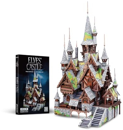 Piececool 3D-pussel metall arkitektur Elves' slott, 3D metallpussel för 430 rostfritt stål, helt metall, födelsedagspresent, modellbyggsats vuxna
