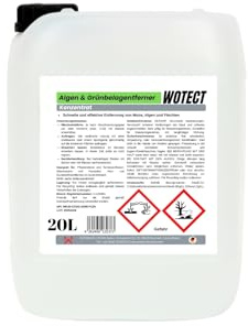 WOTECT 20L Algen & Grünbelagentferner Konzentrat – Hochwirksamer Moos- & Flechtenentferner für Terrasse, Gehweg & Fassade – Konzentrat bis 1:10 verdünnbar