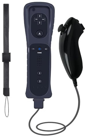 HZIME Wii Controller mit Motion Plus für Wii U | Kompatibler Wii Controller mit integriertem Motion Plus und Silikon-Schutzhülle für Nintendo Wii und Wii U (Schwarz).