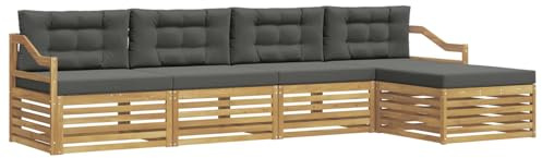 vidaXL Outdoor-Sofagarnitur 5 pcs Weiß und Anthrazit Polyester, Garten, modernes Outdoor-Sofa, Sitzgruppe für die Terrasse, gemütliche Loungemöbel