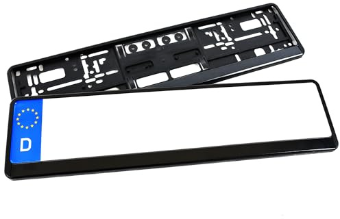 Universal Kennzeichenhalterung Schwarz (2er Set) – Premium Nummernschildverstärker für Auto & PKW – Passend für 520mm Standard-Schilder – Inkl. Anleitung