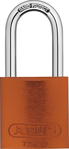 ABUS Aluminium-Vorhangschloss 72/40HB40 Hochbügel, orange, 43607 | Sicherheitsschloss mit korrosionsgeschütztem Gehäuse, gehärteter Bügel, doppelte Verriegelung und 40mm Schlosskörperbreite