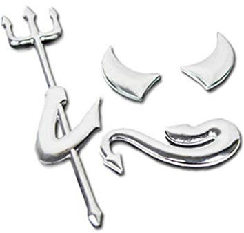 3D CHROM Teufel LOGO AUFKLEBER für Auto Emblem, Pkw, Tuning, auch für Handy, Laptop, Notebook, Pad und Co.