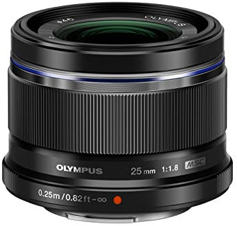 OM System Olympus M.Zuiko Digital 25 mm F1.8 Schwarz für Micro Four Thirds Systemkamera, kompaktes Design, schönes Bokeh, hell