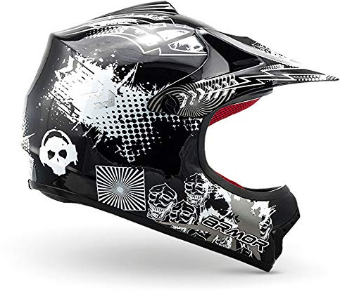 ARMOR HELMETS® AKC-49 „Black“ · Kinder Cross-Helm · Motorrad-Helm MX Cross-Helm MTB BMX Cross-Bike Downhill Off-Road Enduro-Helm Moto-Cross · DOT Schnellverschluss Tasche XS–XL (51-60cm)