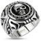 Autiga Totenkopf Ring Siegel Shield Edelstahl Massiv Biker Gothic Silber Herren Männer Silber 64 - Ø 20,57 mm