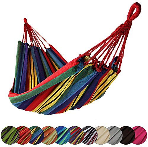BB Sport Tuch Hängematte 200 x 140 cm max. Belastbarkeit 200 kg Tragetasche 1-2 Personen Camping Garten Balkon Terasse Wetterfest, Farbe:Mexico