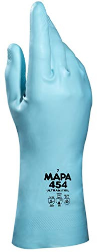 MAPA Professionnel MAPA Professional Ultranitril 454 – Reinigungshandschuhe aus Nitril, flüssigkeitsdicht für den Bereich Gesundheit und Behörden, türkis, Größe 10, Schutzhandschuhe (1 Paar)