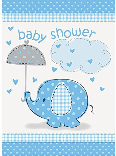 Unique Party Einladungen für Babyparty, Aufschrift Baby Shower, Blauer Elefant, 8 Stück
