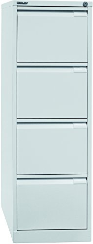 BISLEY Hängeregistraturschrank, einbahnig, DIN A4, 4 HR-Schubladen, Metall, 645 Lichtgrau, 62.2 x 41.3 x 132.1 cm