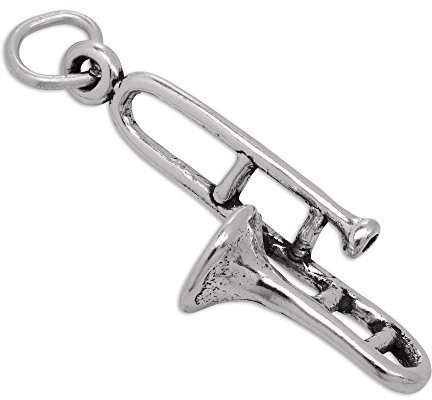 TheCharmWorks 925 Sterlingsilber 3D Posaune Charm Anhänger