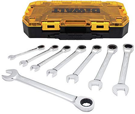 DEWALT Ensemble de clés mixtes à cliquet SAE, technologie à couple direct, étui verrouillable inclus, 8 pièces (DWMT74733)