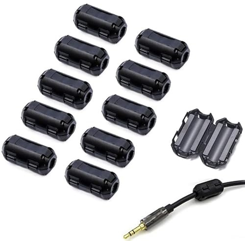 Clip-on Noise Filter,VSKEY[10pcs 5mm] Anti-interference High-Frequency Ferrite Core Choke Cable Clip for Home Audio System,Tvs,Speakers,Radio,Audio Equipment Noise Suppressor (0.2 inch inner diameter)