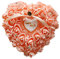 Zentto Coussin rose en forme de cœur pour bague de mariage avec motif floral en satin 24 x 22 cm (1 pièce), Orange, 24 x 22 cm