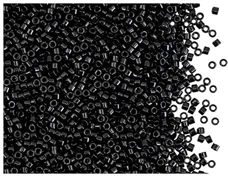 10gr 11/0 Miyuki® Delica® - Japanische Glasperlen mit einem Durchmesser von 1,6 mm mit einem Loch von 0,8 mm, Jet Black