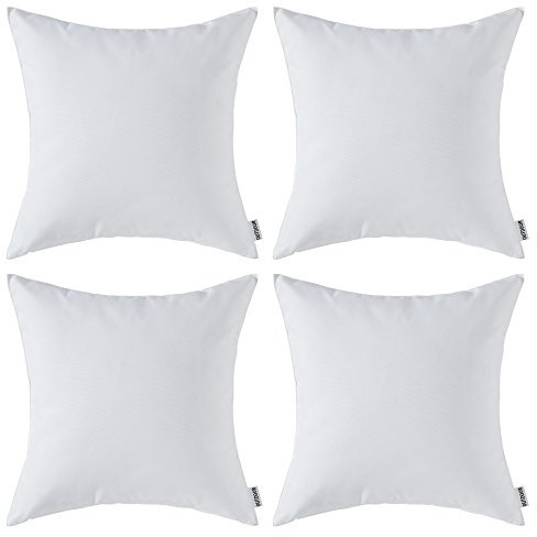 MIULEE 4er Set wasserdichte Kissenbezüge Dekokissen Kissenbezug Sofakissen Dekorativ Couchkissen Wetterfeste Kissenhülle Zierkissen Bezug für Sofa Garten Outdoor 45x45 cm Nicht-gerade Weiss