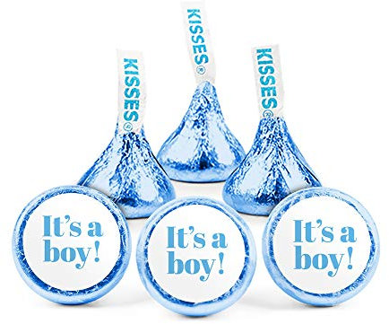 Blue It's a Boy Baby Shower Aufkleber für Schokoladenküsse, Gender Reveal Partygeschenke, DIY Party Dekorationen (324 Stück)